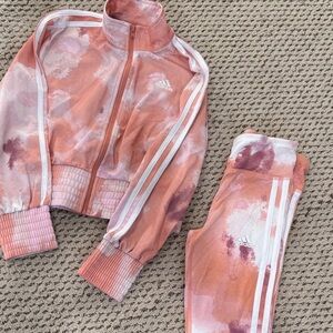 Adidas Pink and White Tie-Dye Set